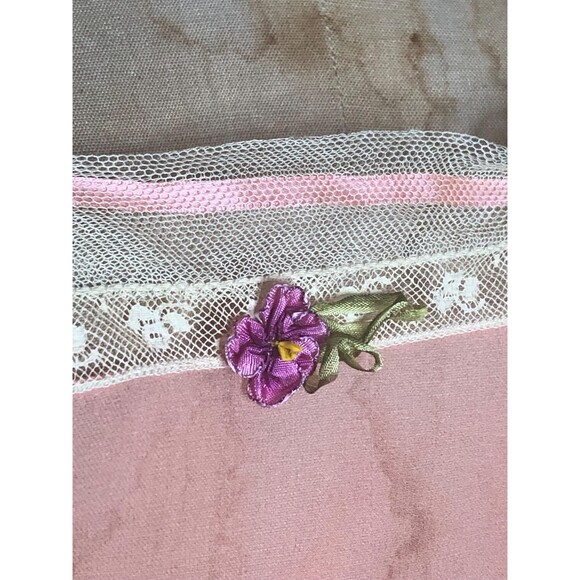 1920s Pink One Piece Lace Trim SHEER STEP IN  W/Floral Appliqué. XS-S - Picture 4 of 10